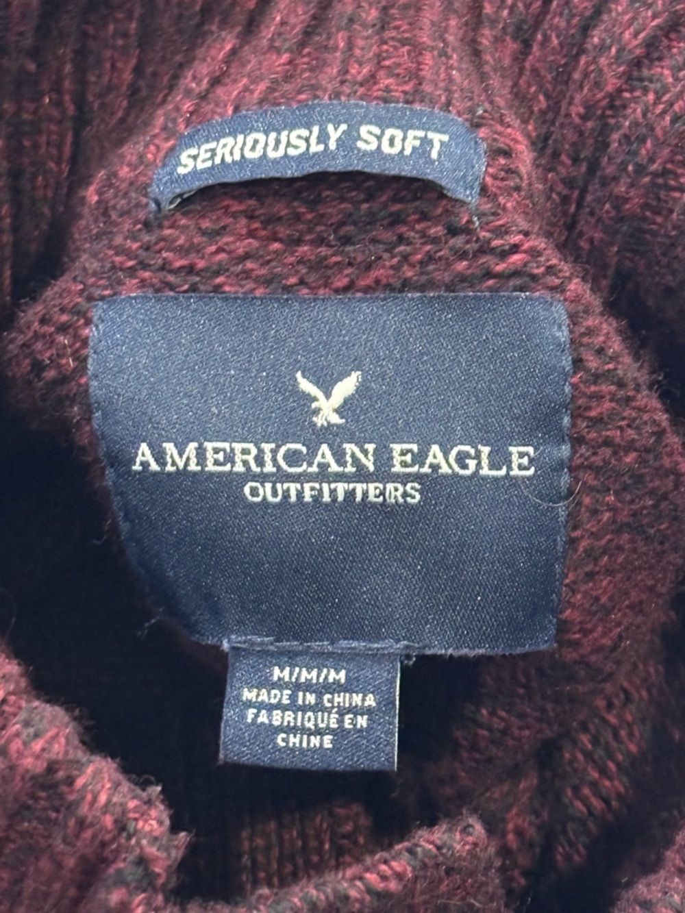 American Eagle Seriously Soft Henley Sweater Mock Neck Button Pullover Preppy - Picture 11 of 15